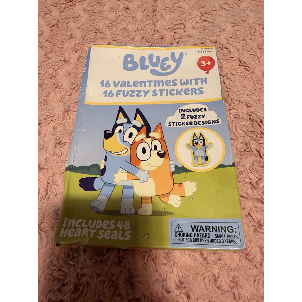 Bluey 16 Valentines With 16 Fuzzy Stickers